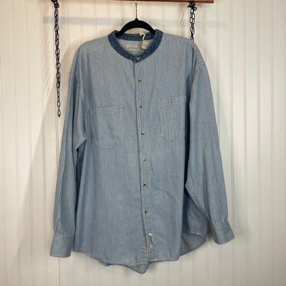 NWT Riders Men’s Lovefiel Vintage Blue Long Sleeve Button Down Shirt Size XL - Picture 1 of 6